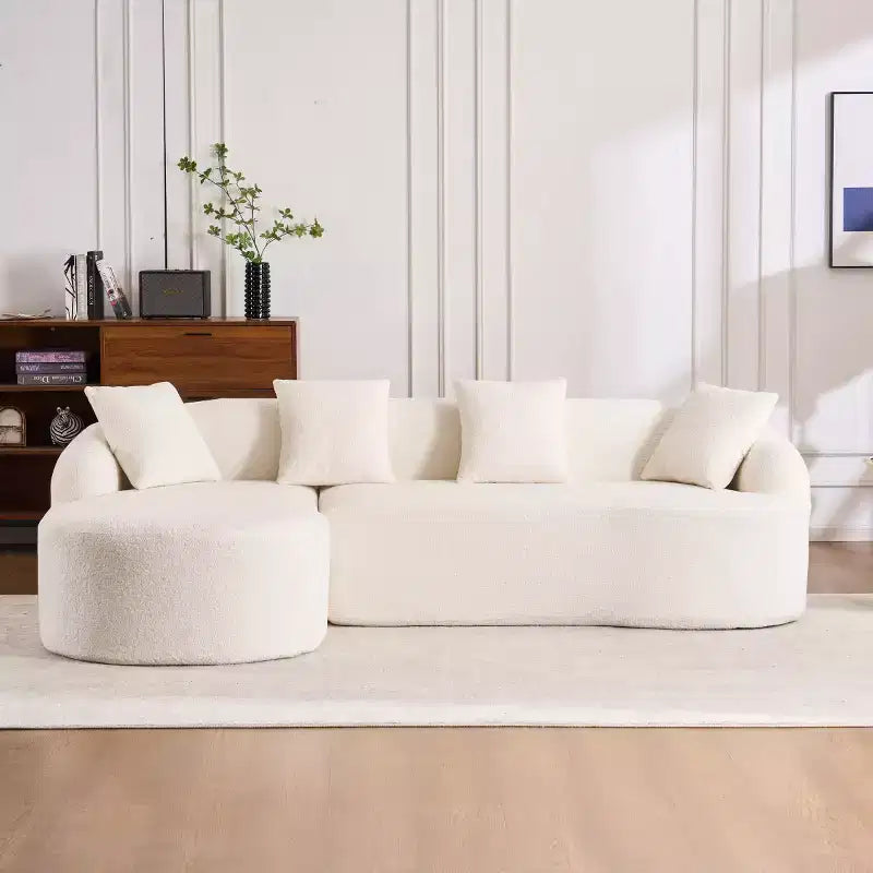 Divano componibile a L con chaise longue, Divano componibile in ciniglia, Divano componibile moderno per soggiorno e camera da letto-Panipeachy