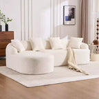 Divano componibile a L con chaise longue, Divano componibile in ciniglia, Divano componibile moderno per soggiorno e camera da letto-Panipeachy