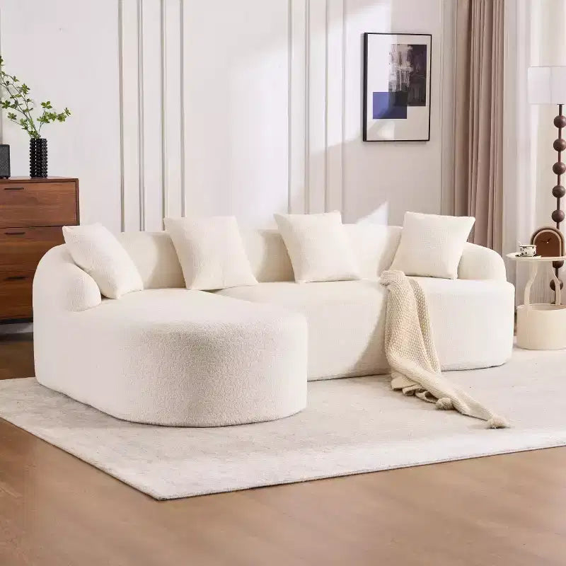 Divano componibile a L con chaise longue, Divano componibile in ciniglia, Divano componibile moderno per soggiorno e camera da letto-Panipeachy