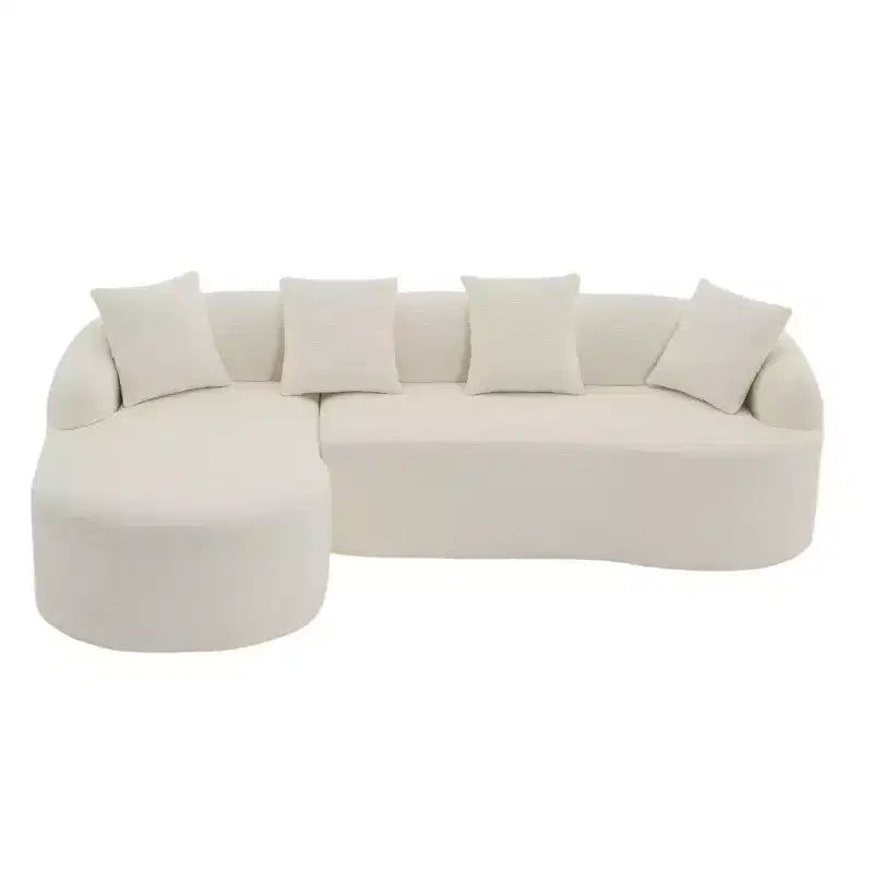 Divano componibile a L con chaise longue, Divano componibile in ciniglia, Divano componibile moderno per soggiorno e camera da letto-Panipeachy