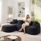 Divano componibile a L con chaise longue, Divano componibile in ciniglia, Divano componibile moderno per soggiorno e camera da letto-Panipeachy
