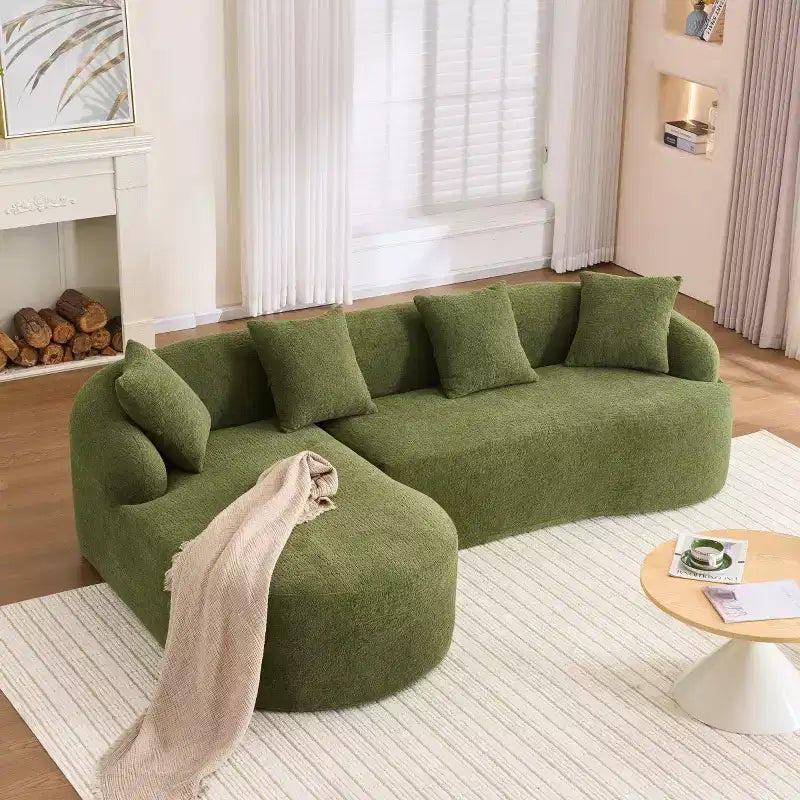 Divano componibile a L con chaise longue, Divano componibile in ciniglia, Divano componibile moderno per soggiorno e camera da letto-Panipeachy