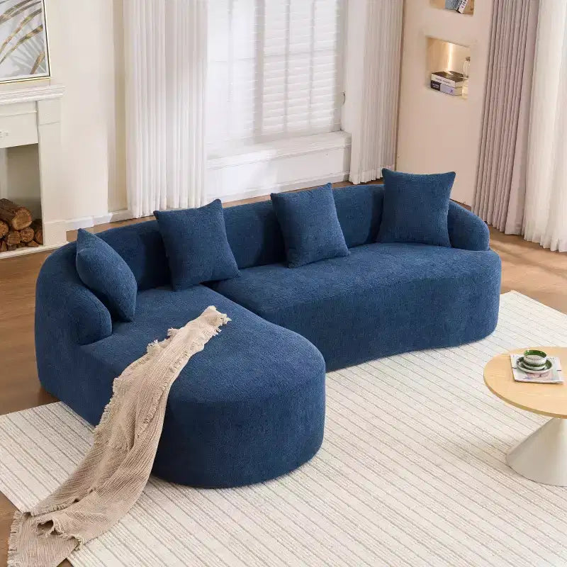 Divano componibile a L con chaise longue, Divano componibile in ciniglia, Divano componibile moderno per soggiorno e camera da letto-Panipeachy