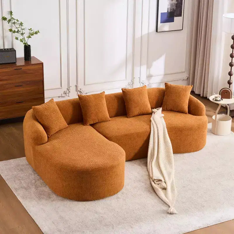 Divano componibile a L con chaise longue, Divano componibile in ciniglia, Divano componibile moderno per soggiorno e camera da letto-Panipeachy