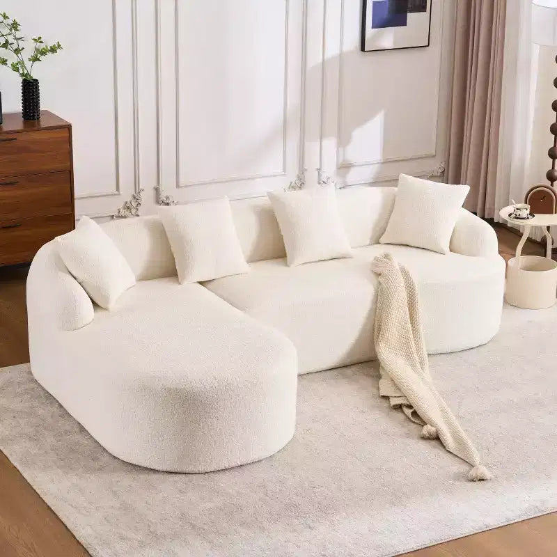Divano componibile a L con chaise longue, Divano componibile in ciniglia, Divano componibile moderno per soggiorno e camera da letto-Panipeachy