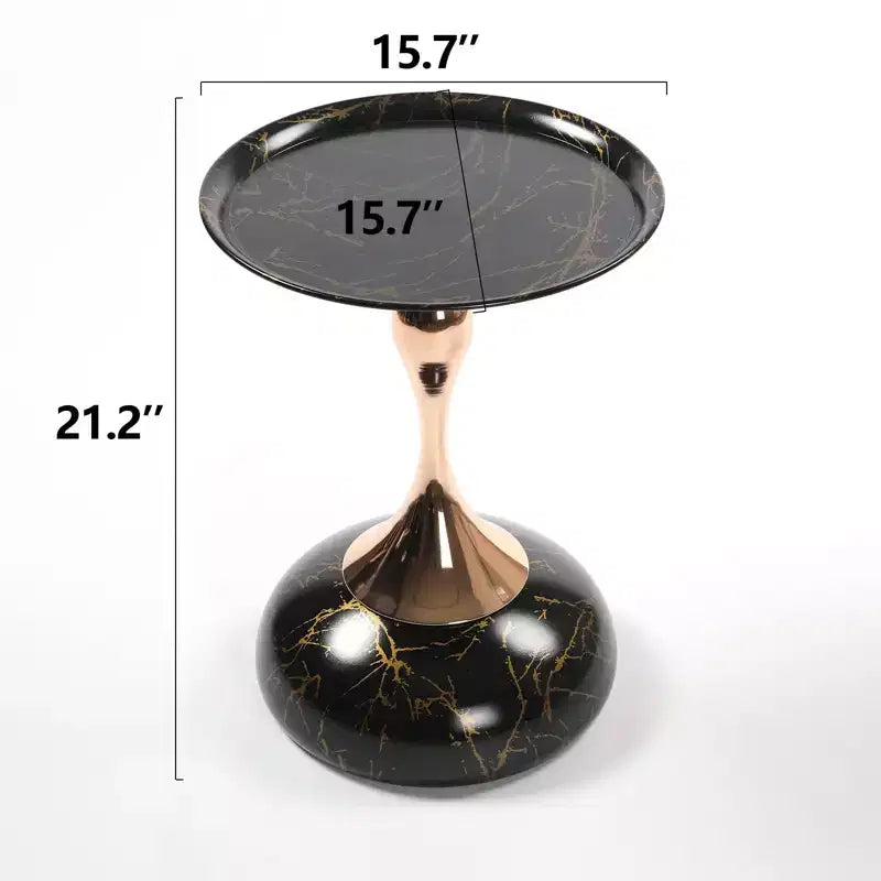 TUYOHW 21.2 Tavolino da Caffè a Sirena per Soggiorno, Elegante Tavolino con Piedistallo in Metallo, Elegante Tavolino Rotondo da Divano, Art Déco, Venatura in Marmo Nero