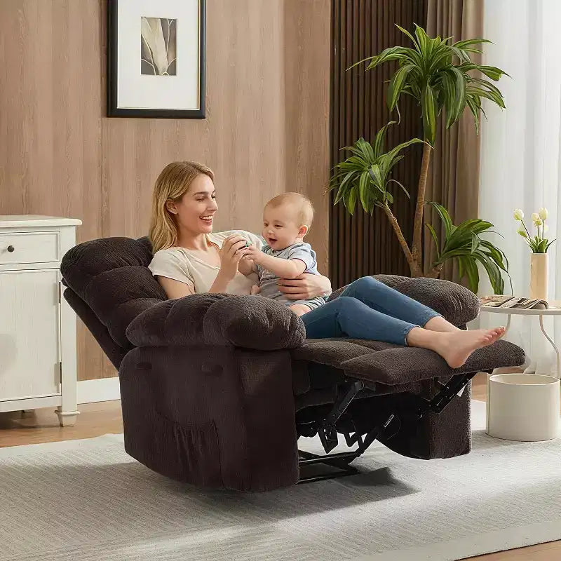 Poltrona reclinabile manuale Acekool grigia, divano ergonomico in tessuto imbottito con tasca laterale, telaio in acciaio Q235 per soggiorno