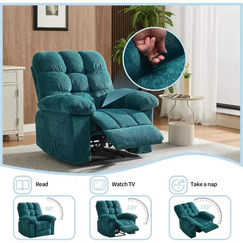 Poltrona reclinabile manuale Acekool grigia, divano ergonomico in tessuto imbottito con tasca laterale, telaio in acciaio Q235 per soggiorno