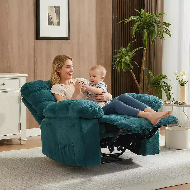 Poltrona reclinabile manuale Acekool grigia, divano ergonomico in tessuto imbottito con tasca laterale, telaio in acciaio Q235 per soggiorno