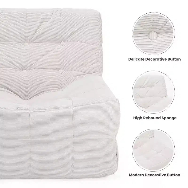 Okak Poltrona a sacco gigante con pouf, divano a sacco con memory foam, sedia a sacco gaming, poltrona lounge per soggiorno, beige