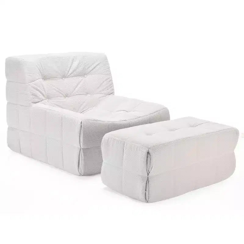 Okak Poltrona a sacco gigante con pouf, divano a sacco con memory foam, sedia a sacco gaming, poltrona lounge per soggiorno, beige