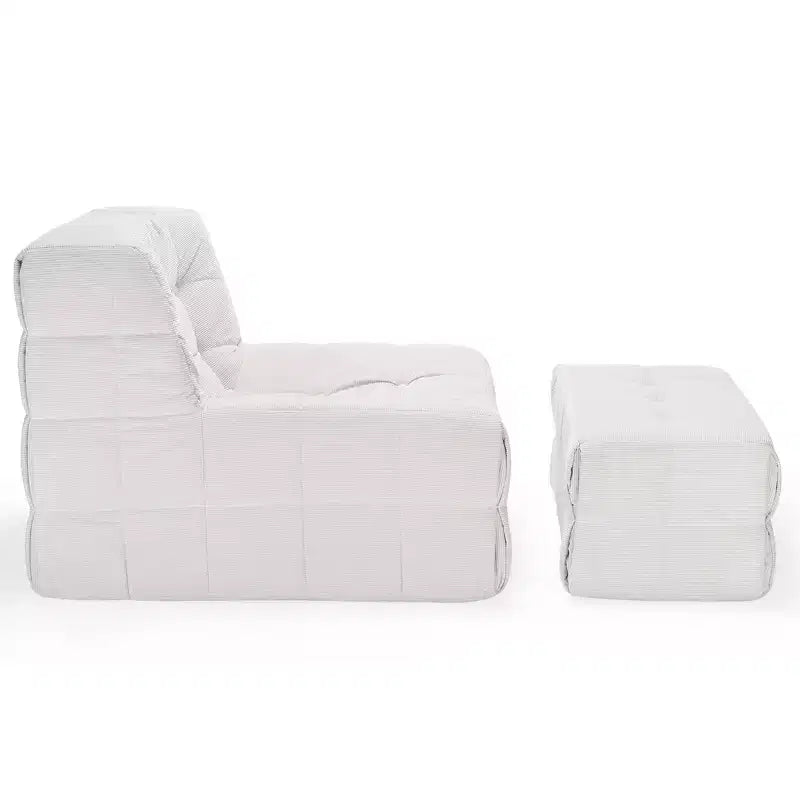 Okak Poltrona a sacco gigante con pouf, divano a sacco con memory foam, sedia a sacco gaming, poltrona lounge per soggiorno, beige