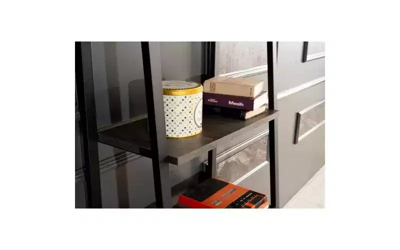 TUYOHW Libreria Moderna a Scala a 4 Livelli, Scaffale Aperto, Scaffali per Libri in Legno, Librerie con Struttura in Metallo per Piccoli Spazi, Soggiorno, Ufficio