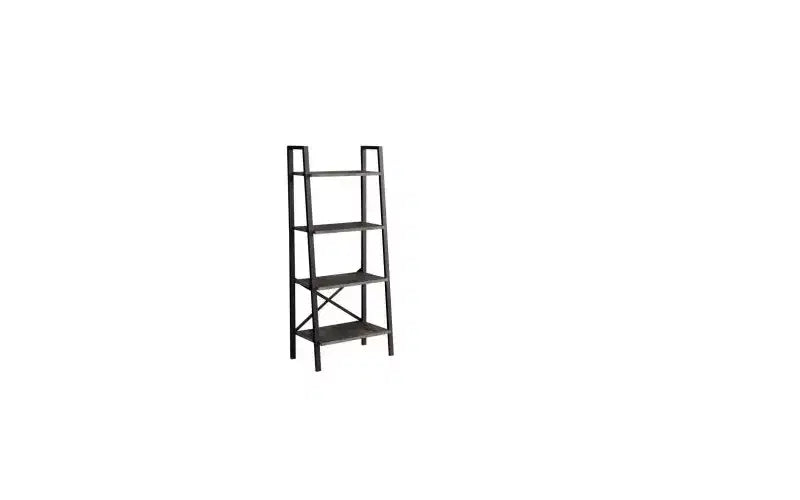 TUYOHW Libreria Moderna a Scala a 4 Livelli, Scaffale Aperto, Scaffali per Libri in Legno, Librerie con Struttura in Metallo per Piccoli Spazi, Soggiorno, Ufficio