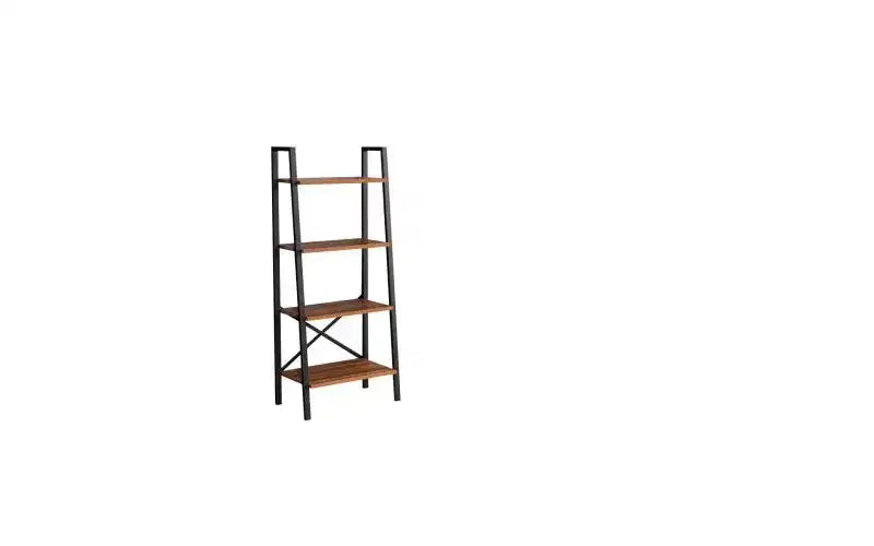 TUYOHW Libreria Moderna a Scala a 4 Livelli, Scaffale Aperto, Scaffali per Libri in Legno, Librerie con Struttura in Metallo per Piccoli Spazi, Soggiorno, Ufficio