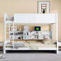 GDFStudio Davis Bunk Bed with Storage Cabinets and USB Ports
