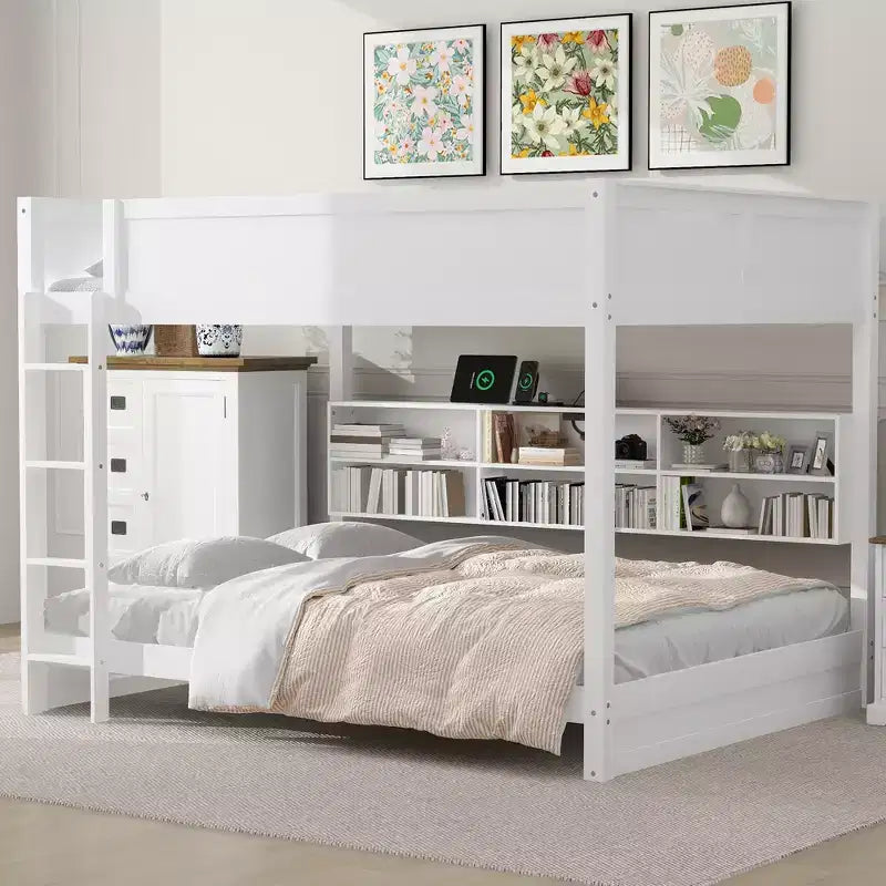 GDFStudio Letto a Castello Davis con Armadietti e Porte USB