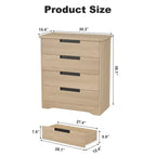 Cassettiera a 4 cassetti, Comò per camera da letto, Comò organizer in legno con maniglie integrate per soggiorno, corridoio