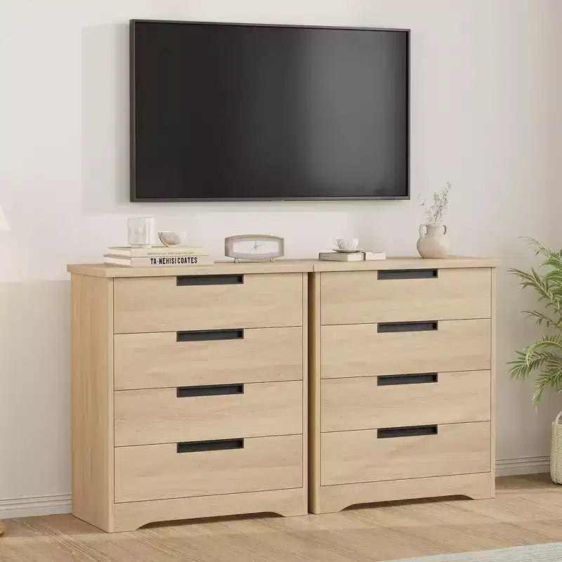 Cassettiera a 4 cassetti, Comò per camera da letto, Comò organizer in legno con maniglie integrate per soggiorno, corridoio
