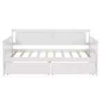 Bellemave Lettino singolo con 2 cassetti portaoggetti, divano letto in legno massello di pino, design salvaspazio per camera da letto o soggiorno, bianco