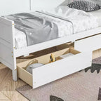 Bellemave Lettino singolo con 2 cassetti portaoggetti, divano letto in legno massello di pino, design salvaspazio per camera da letto o soggiorno, bianco
