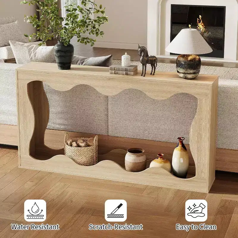 Tavolo Consolle Acekool da 63 Pollici Stile Rustico, Tavolo Stretto da Ingresso/Divano Industriale per Soggiorno