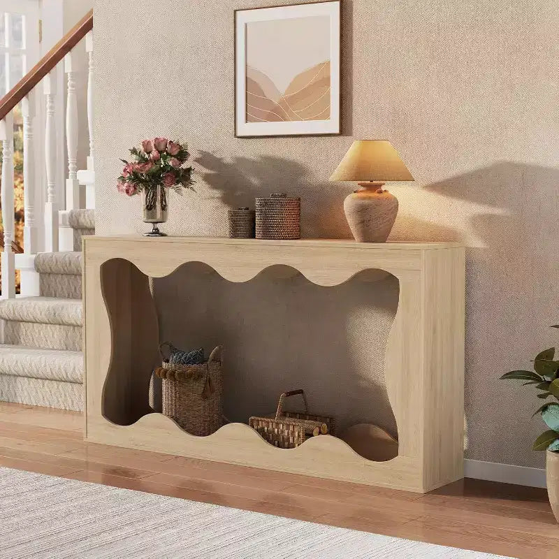 Tavolo Consolle Acekool da 63 Pollici Stile Rustico, Tavolo Stretto da Ingresso/Divano Industriale per Soggiorno