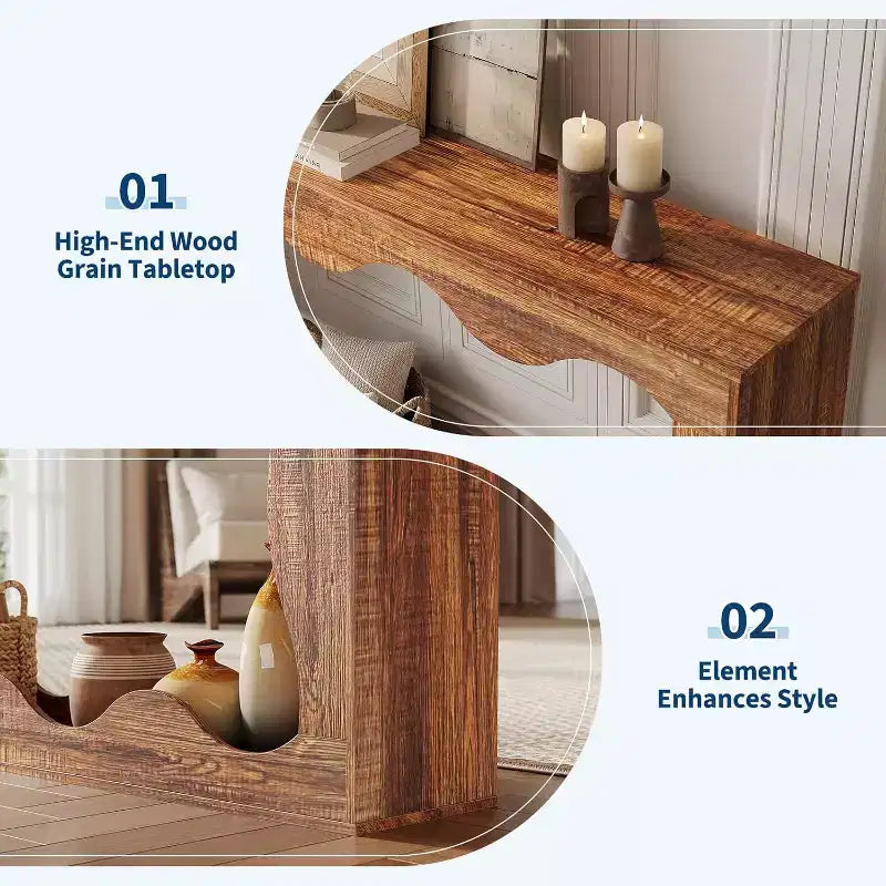Tavolo Consolle Acekool da 63 Pollici Stile Rustico, Tavolo Stretto da Ingresso/Divano Industriale per Soggiorno