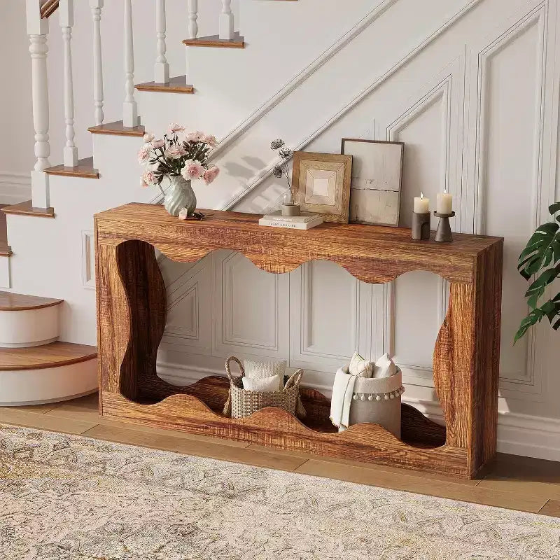 Tavolo Consolle Acekool da 63 Pollici Stile Rustico, Tavolo Stretto da Ingresso/Divano Industriale per Soggiorno