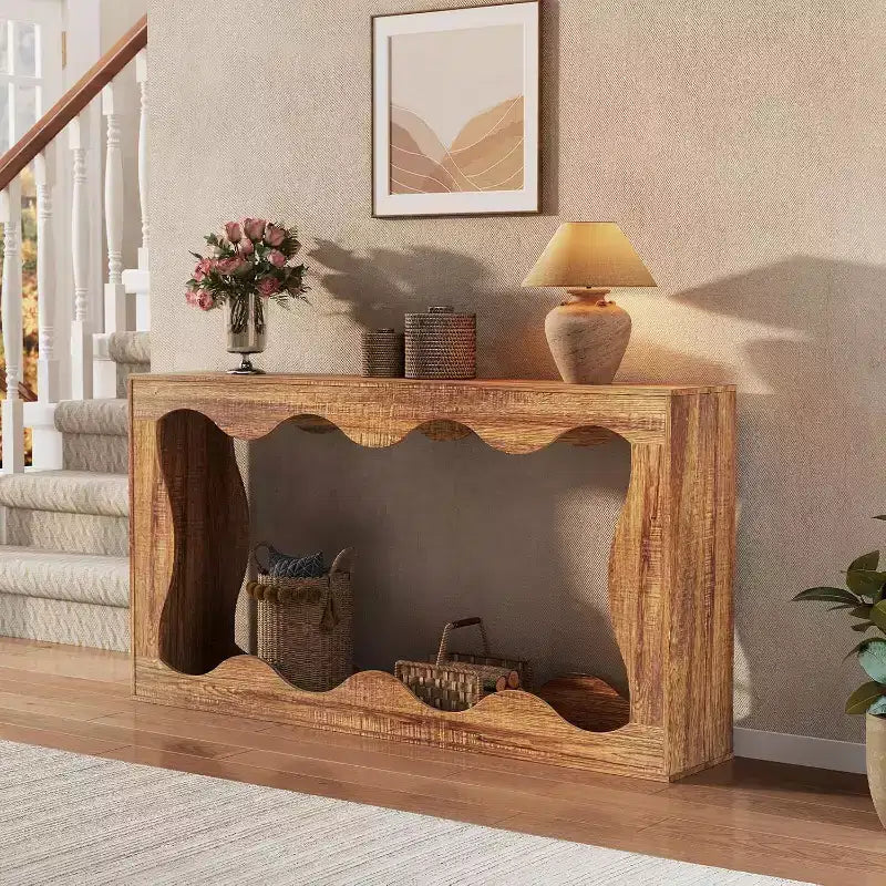 Tavolo Consolle Acekool da 63 Pollici Stile Rustico, Tavolo Stretto da Ingresso/Divano Industriale per Soggiorno
