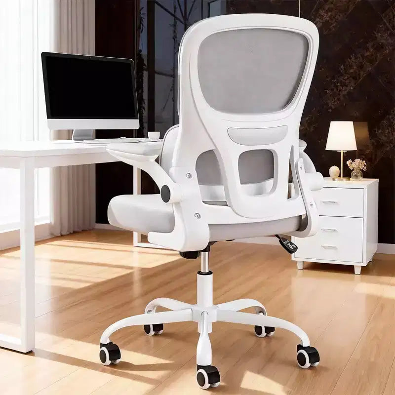 MAYEERTY Sedia ergonomica da ufficio con schienale in rete, supporto lombare, braccioli ribaltabili per lavoro e studio, cachi