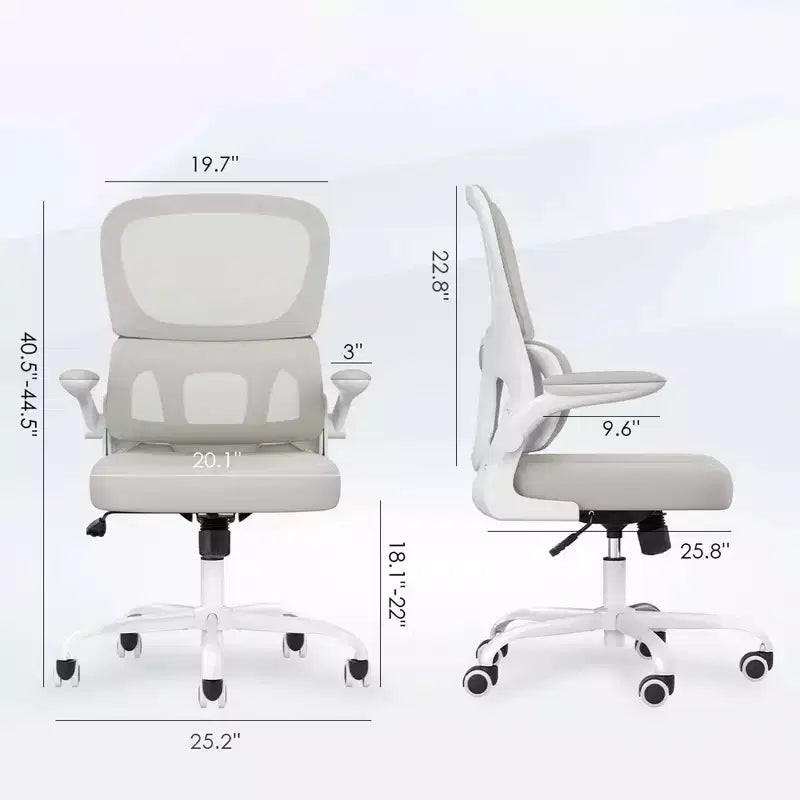 MAYEERTY Sedia ergonomica da ufficio con schienale in rete, supporto lombare, braccioli ribaltabili per lavoro e studio, cachi