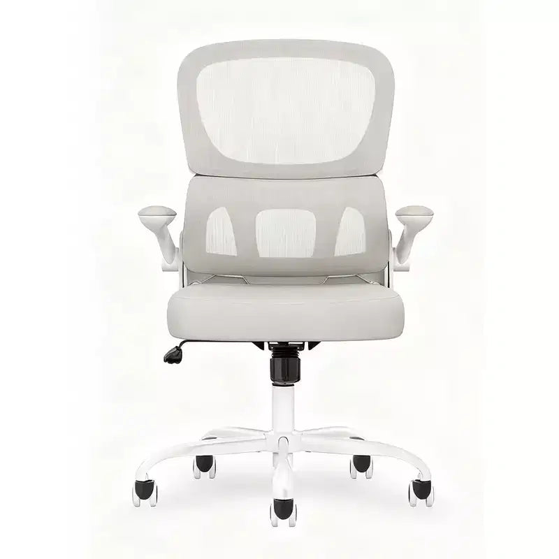 MAYEERTY Sedia ergonomica da ufficio con schienale in rete, supporto lombare, braccioli ribaltabili per lavoro e studio, cachi