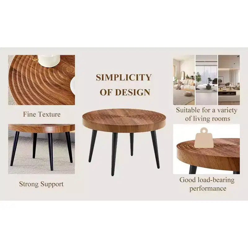 TUYOHW 23.6 Squisito Tavolino da Caffè con Piano a Motivo Ondulato, Elegante Tavolino da Cocktail d'Accento per Soggiorno, Capacità 350 libbre, Decorazione per la Casa