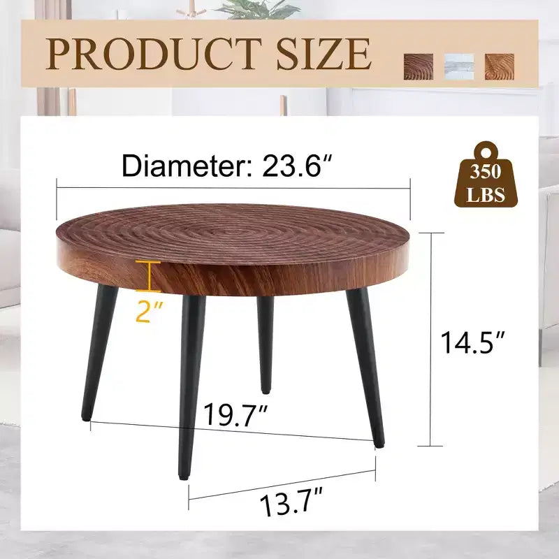 TUYOHW 23.6 Squisito Tavolino da Caffè con Piano a Motivo Ondulato, Elegante Tavolino da Cocktail d'Accento per Soggiorno, Capacità 350 libbre, Decorazione per la Casa