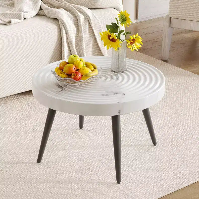TUYOHW 23.6 Squisito Tavolino da Caffè con Piano a Motivo Ondulato, Elegante Tavolino da Cocktail d'Accento per Soggiorno, Capacità 350 libbre, Decorazione per la Casa