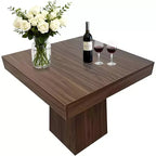Tavolo da pranzo quadrato, Tavolo da pranzo stile rustico, Tavoli piccoli per sala da pranzo, Tavoli da cucina in legno con base a piedistallo per cucina, salotto