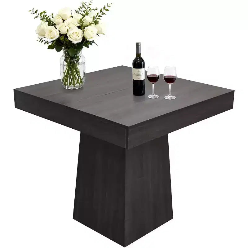 Tavolo da pranzo quadrato, Tavolo da pranzo stile rustico, Tavoli piccoli per sala da pranzo, Tavoli da cucina in legno con base a piedistallo per cucina, salotto