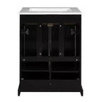Mobiletto sottolavabo da bagno piccolo da 60 cm, Mobile bagno con ante ammortizzate, Lavabo singolo, Nero