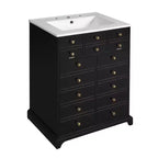 Mobiletto sottolavabo da bagno piccolo da 60 cm, Mobile bagno con ante ammortizzate, Lavabo singolo, Nero