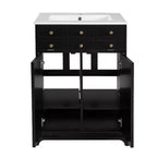 Mobiletto sottolavabo da bagno piccolo da 60 cm, Mobile bagno con ante ammortizzate, Lavabo singolo, Nero