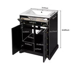 Mobiletto sottolavabo da bagno piccolo da 60 cm, Mobile bagno con ante ammortizzate, Lavabo singolo, Nero