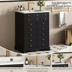 Mobiletto sottolavabo da bagno piccolo da 60 cm, Mobile bagno con ante ammortizzate, Lavabo singolo, Nero