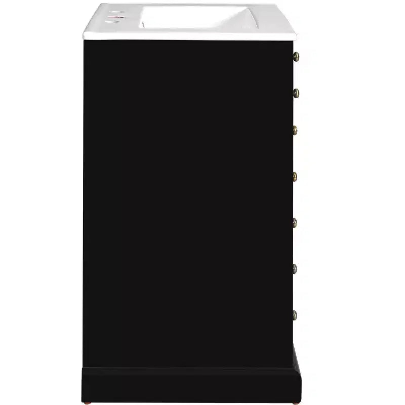 Mobiletto sottolavabo da bagno piccolo da 60 cm, Mobile bagno con ante ammortizzate, Lavabo singolo, Nero