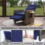Poltrona reclinabile da patio COZONY, schienale e poggiapiedi regolabili in vimini PE resistente alle intemperie con tavolino a scomparsa e pompa d'aria