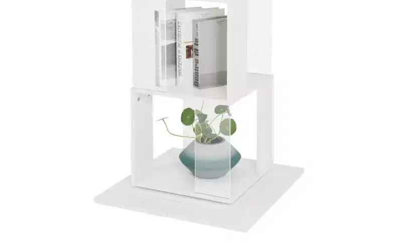 TUYOHW Librerie ad Angolo Girevoli in Legno, Libreria Verticale con Piatto Acrilico, Scaffali Verticali Multifunzione per Piccoli Spazi, Ufficio