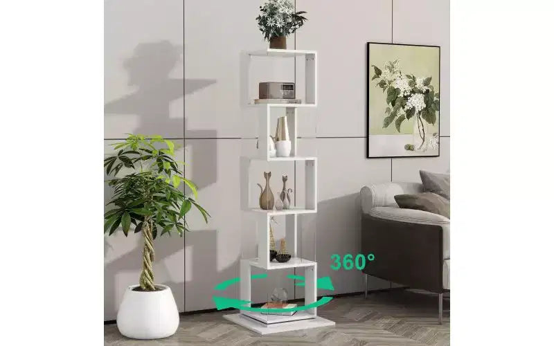 TUYOHW Librerie ad Angolo Girevoli in Legno, Libreria Verticale con Piatto Acrilico, Scaffali Verticali Multifunzione per Piccoli Spazi, Ufficio