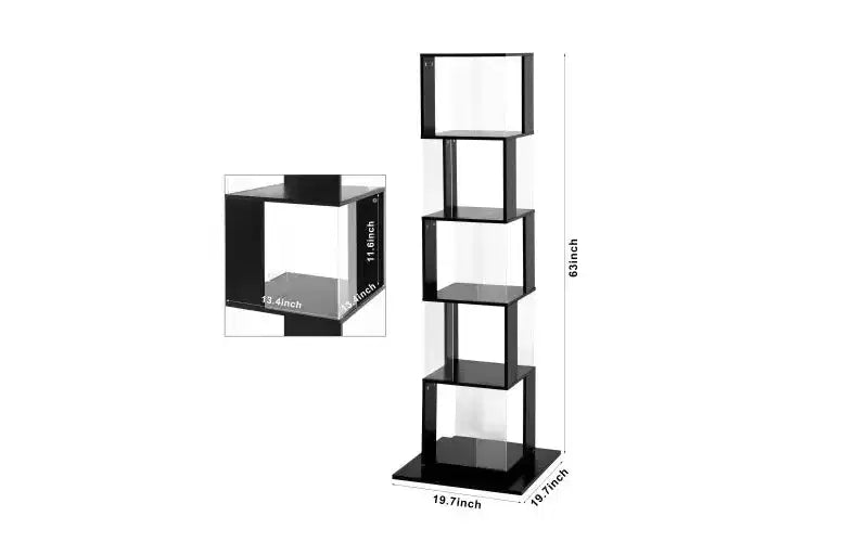 TUYOHW Librerie ad Angolo Girevoli in Legno, Libreria Verticale con Piatto Acrilico, Scaffali Verticali Multifunzione per Piccoli Spazi, Ufficio