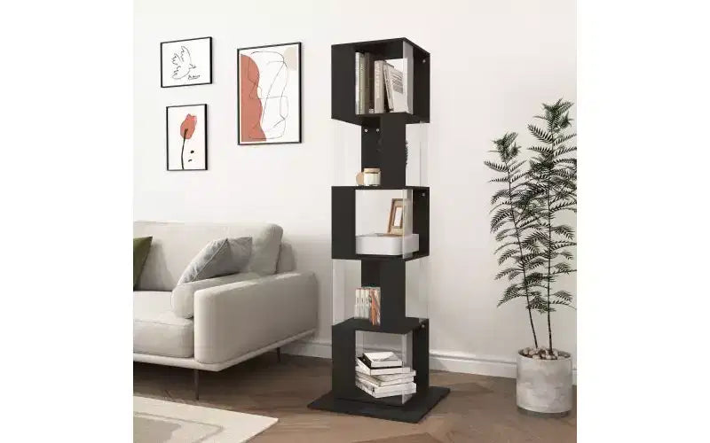 TUYOHW Librerie ad Angolo Girevoli in Legno, Libreria Verticale con Piatto Acrilico, Scaffali Verticali Multifunzione per Piccoli Spazi, Ufficio