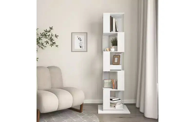 TUYOHW Librerie ad Angolo Girevoli in Legno, Libreria Verticale con Piatto Acrilico, Scaffali Verticali Multifunzione per Piccoli Spazi, Ufficio